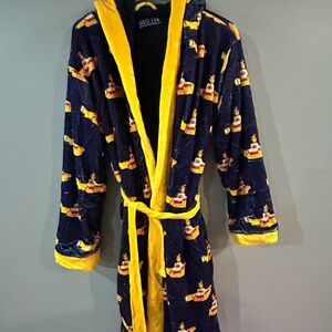 Navy and Yellow Print Men's Robe. The Beatles yellow submarine